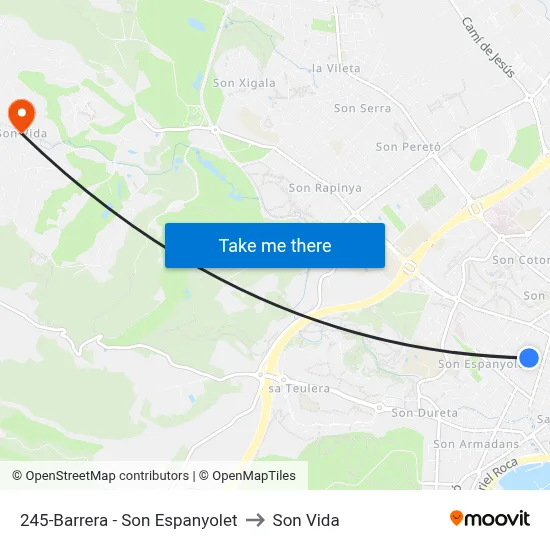 245-Barrera - Son Espanyolet to Son Vida map