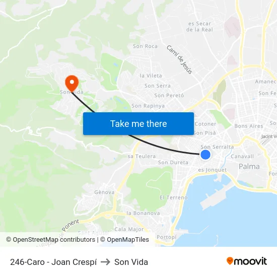 246-Caro - Joan Crespí to Son Vida map