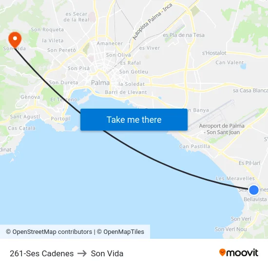 261-Ses Cadenes to Son Vida map