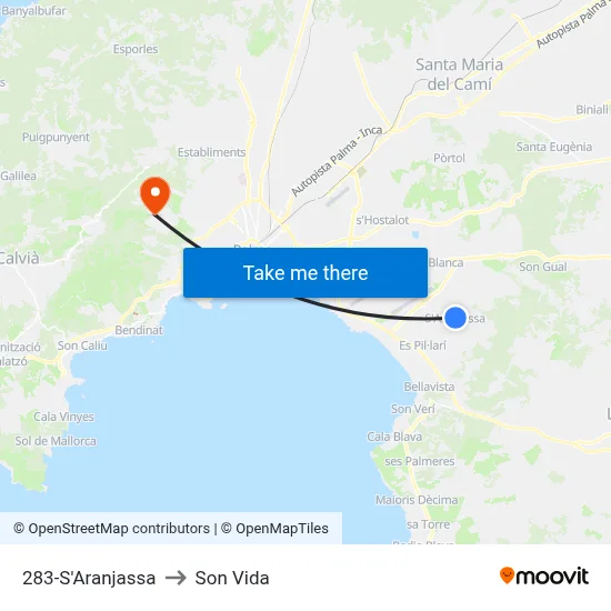 283-S'Aranjassa to Son Vida map
