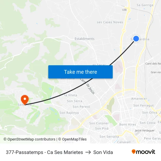 377-Passatemps - Ca Ses Marietes to Son Vida map