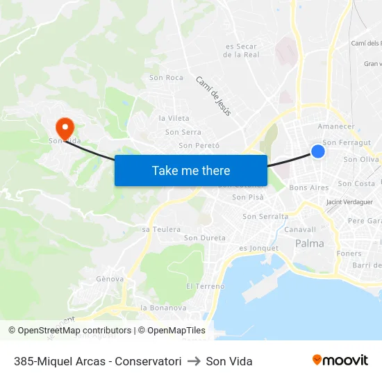385-Miquel Arcas - Conservatori to Son Vida map