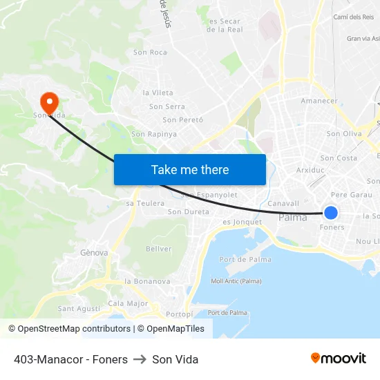403-Manacor - Foners to Son Vida map