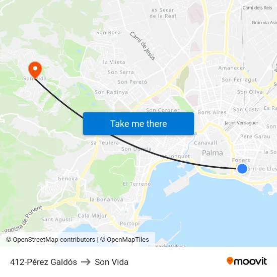 412-Pérez Galdós to Son Vida map