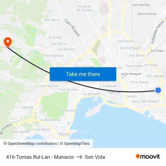 416-Tomas Rul·Lan - Manacor to Son Vida map