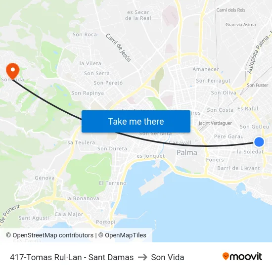417-Tomas Rul·Lan - Sant Damas to Son Vida map
