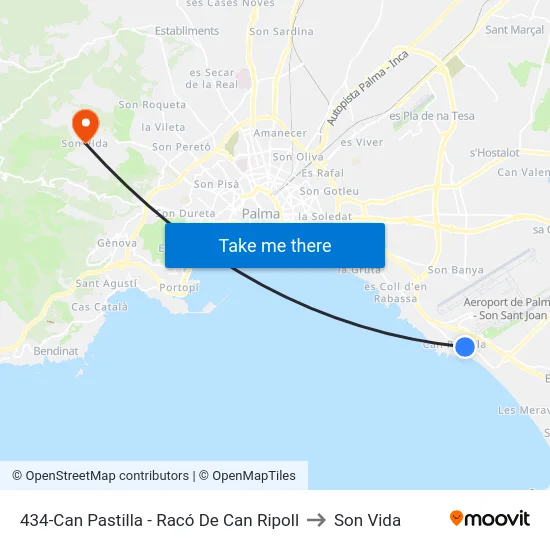 434-Can Pastilla - Racó De Can Ripoll to Son Vida map