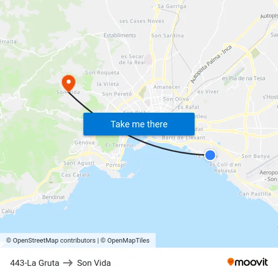 443-La Gruta to Son Vida map