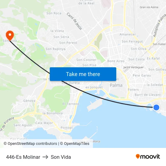 446-Es Molinar to Son Vida map