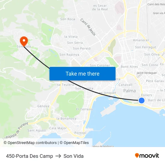 450-Porta Des Camp to Son Vida map