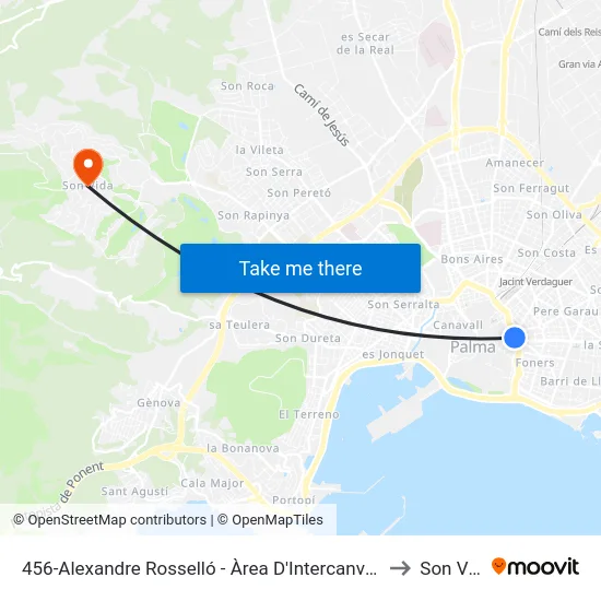 456-Alexandre Rosselló - Àrea D'Intercanvi Sindicat to Son Vida map