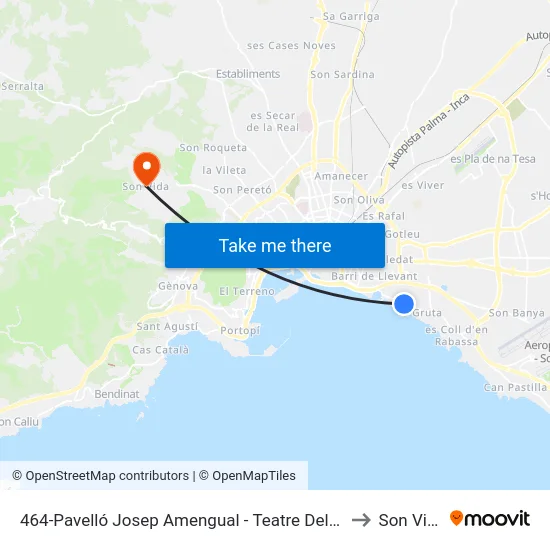 464-Pavelló Josep Amengual - Teatre Del Mar to Son Vida map