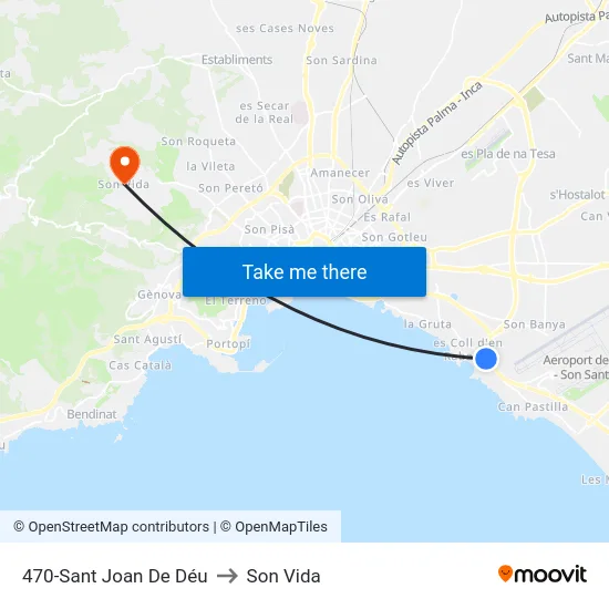 470-Sant Joan De Déu to Son Vida map