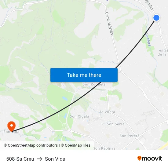 508-Sa Creu to Son Vida map
