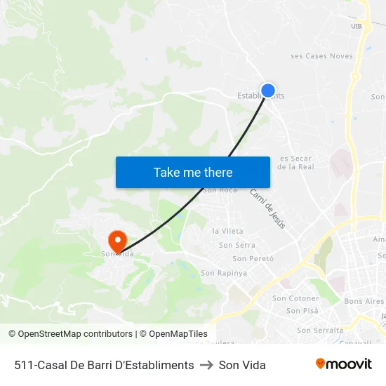 511-Casal De Barri D'Establiments to Son Vida map