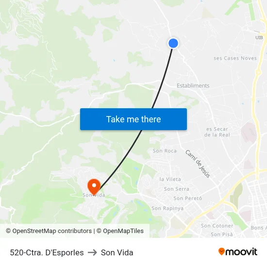 520-Ctra. D'Esporles to Son Vida map