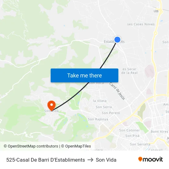 525-Casal De Barri D'Establiments to Son Vida map