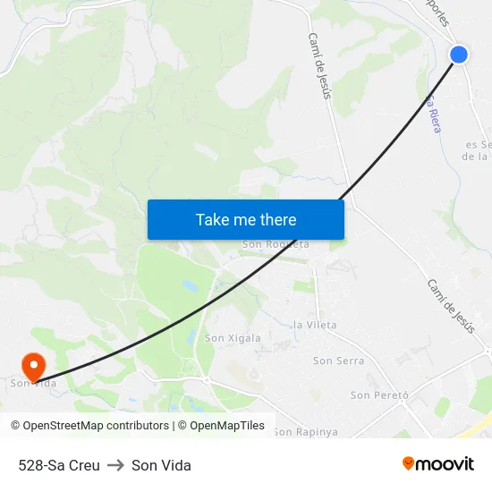 528-Sa Creu to Son Vida map