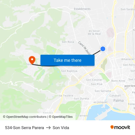 534-Son Serra Parera to Son Vida map