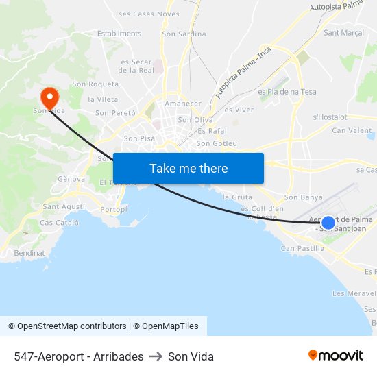 547-Aeroport - Arribades to Son Vida map