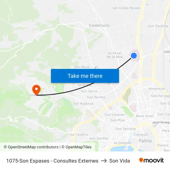 1075-Son Espases - Consultes Externes to Son Vida map