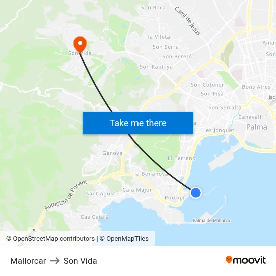 Mallorcar to Son Vida map