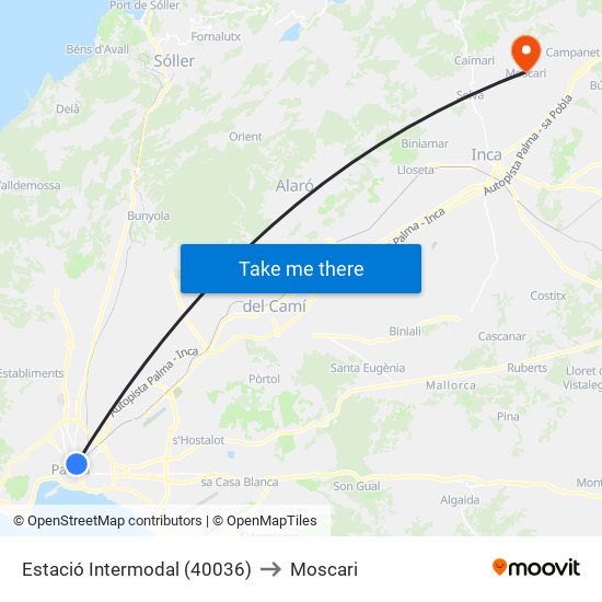 Estació Intermodal (40036) to Moscari map