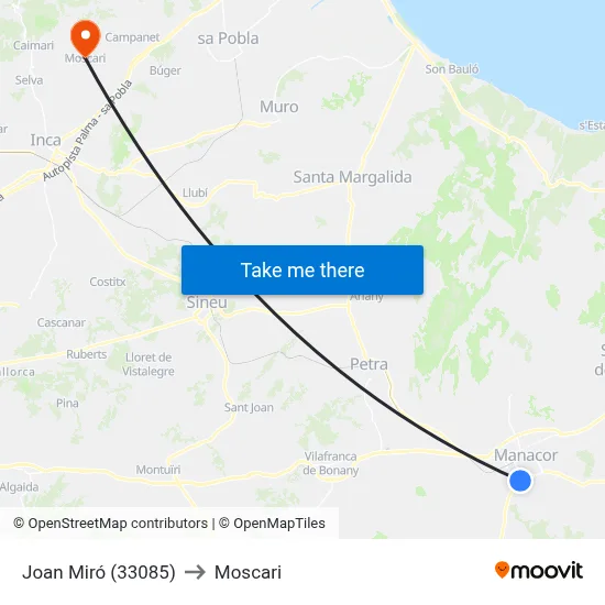 Joan Miró (33085) to Moscari map