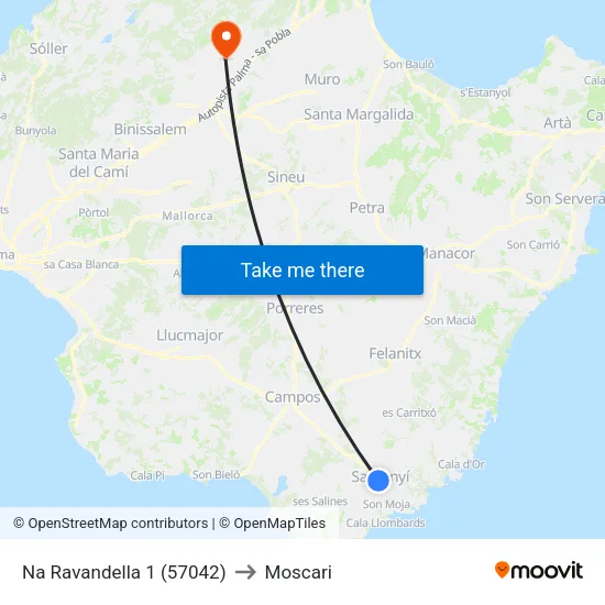 Na Ravandella 1 (57042) to Moscari map