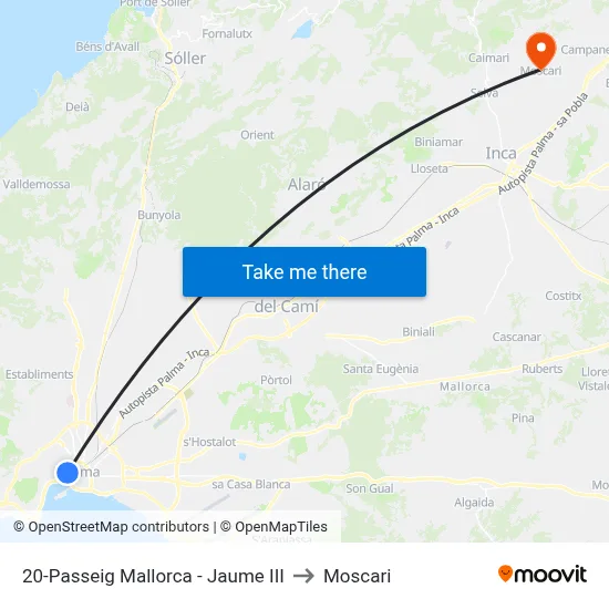 20-Passeig Mallorca - Jaume III to Moscari map