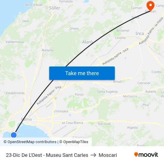 23-Dic De L'Oest - Museu Sant Carles to Moscari map