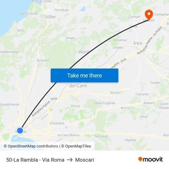 50-La Rambla - Via Roma to Moscari map