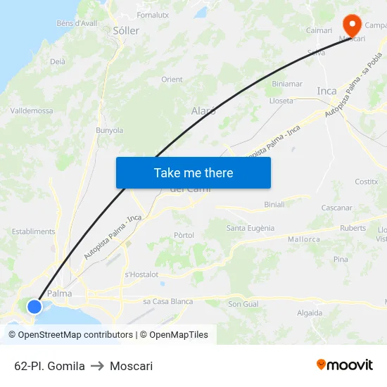 62-Pl. Gomila to Moscari map