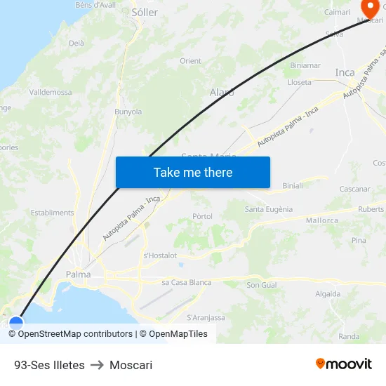 93-Ses Illetes to Moscari map