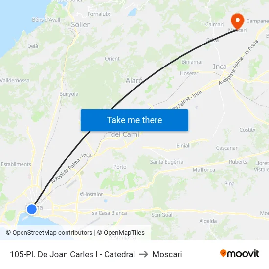 105-Pl. De Joan Carles I - Catedral to Moscari map