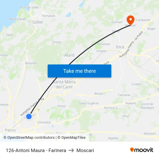 126-Antoni Maura - Farinera to Moscari map