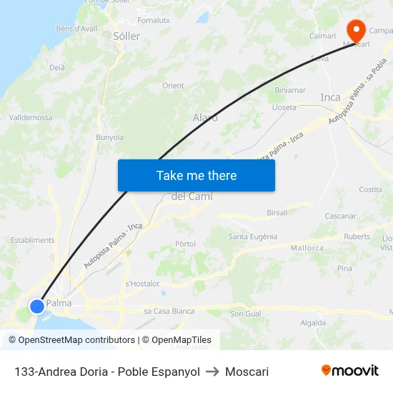 133-Andrea Doria - Poble Espanyol to Moscari map