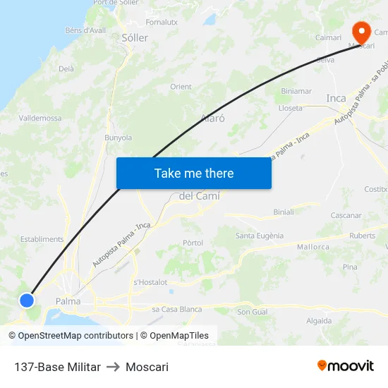 137-Base Militar to Moscari map
