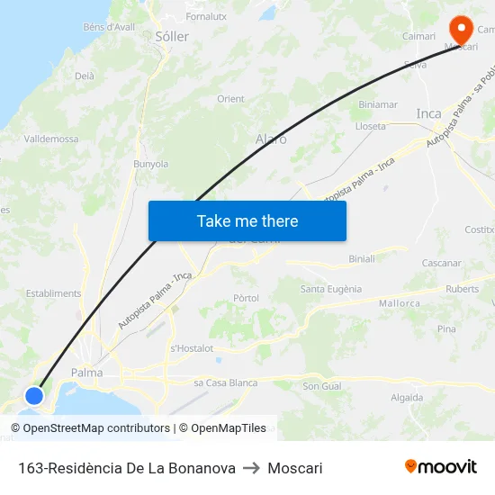 163-Residència De La Bonanova to Moscari map