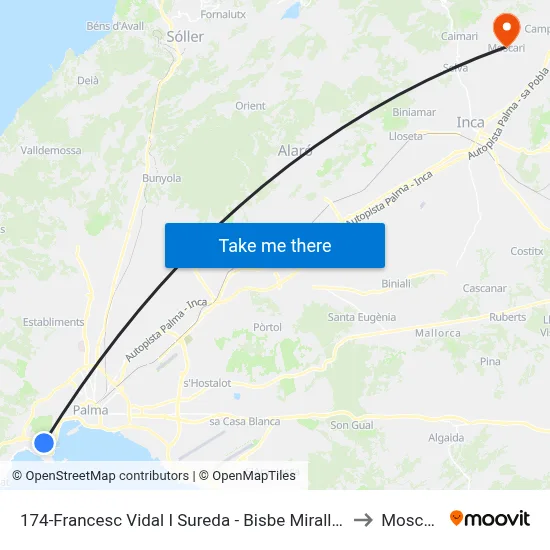 174-Francesc Vidal I Sureda - Bisbe Miralles to Moscari map
