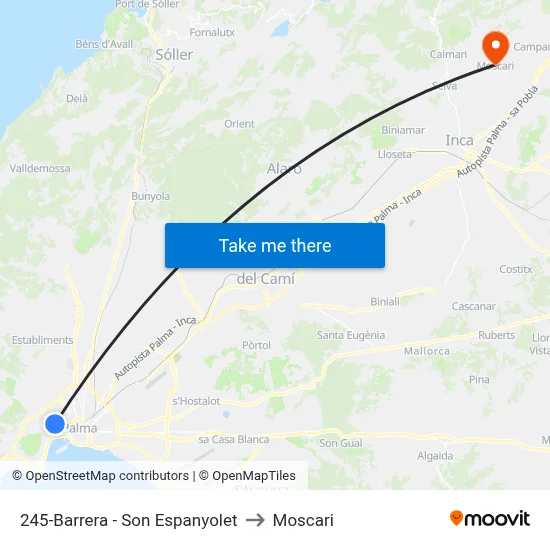 245-Barrera - Son Espanyolet to Moscari map