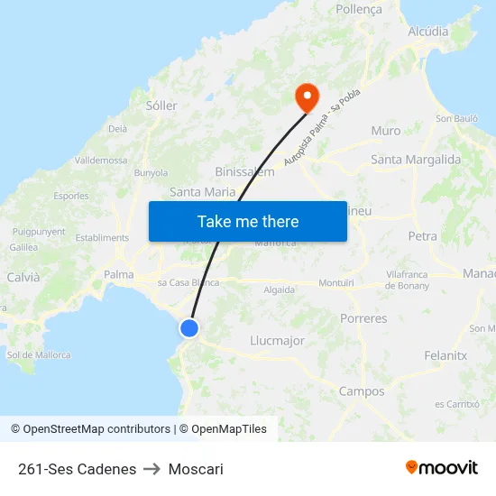 261-Ses Cadenes to Moscari map