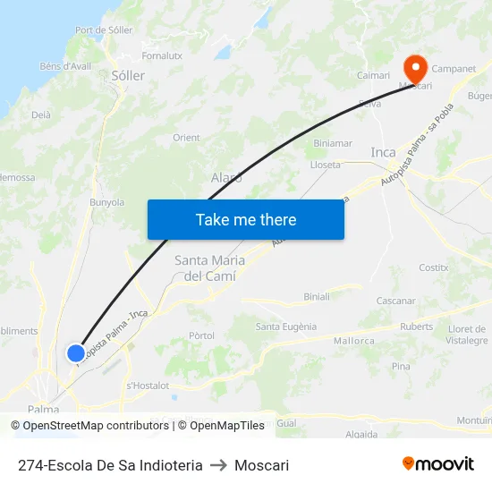 274-Escola De Sa Indioteria to Moscari map