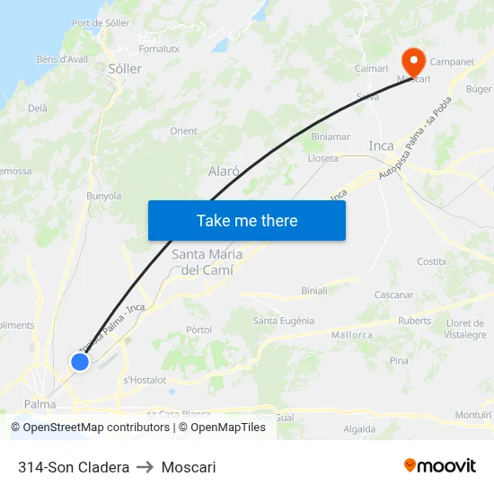 314-Son Cladera to Moscari map