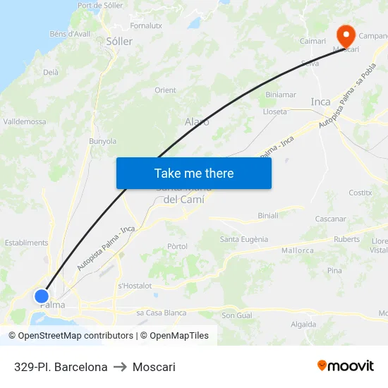 329-Pl. Barcelona to Moscari map