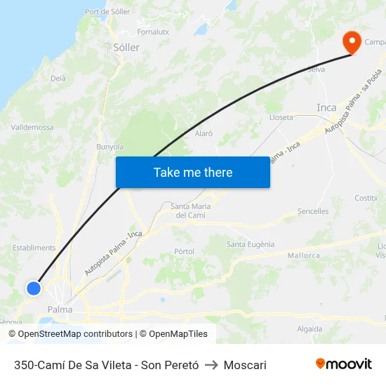 350-Camí De Sa Vileta - Son Peretó to Moscari map
