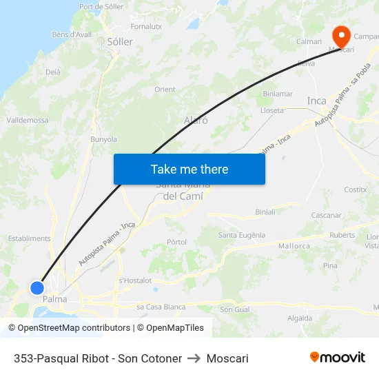 353-Pasqual Ribot - Son Cotoner to Moscari map