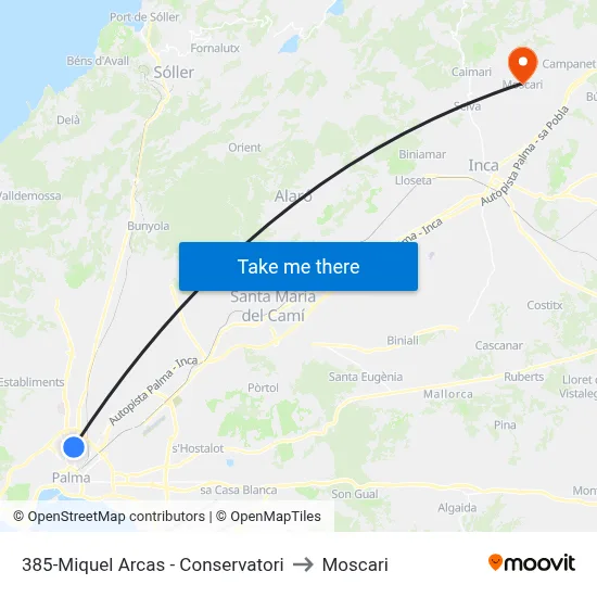 385-Miquel Arcas - Conservatori to Moscari map