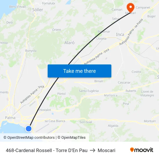 468-Cardenal Rossell - Torre D'En Pau to Moscari map