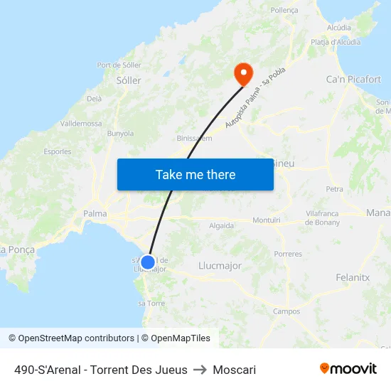 490-S'Arenal - Torrent Des Jueus to Moscari map